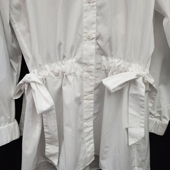 Mona Thalheimer Sz. L White Side Tie Blouse Capsule Minimalist - Picture 7 of 15
